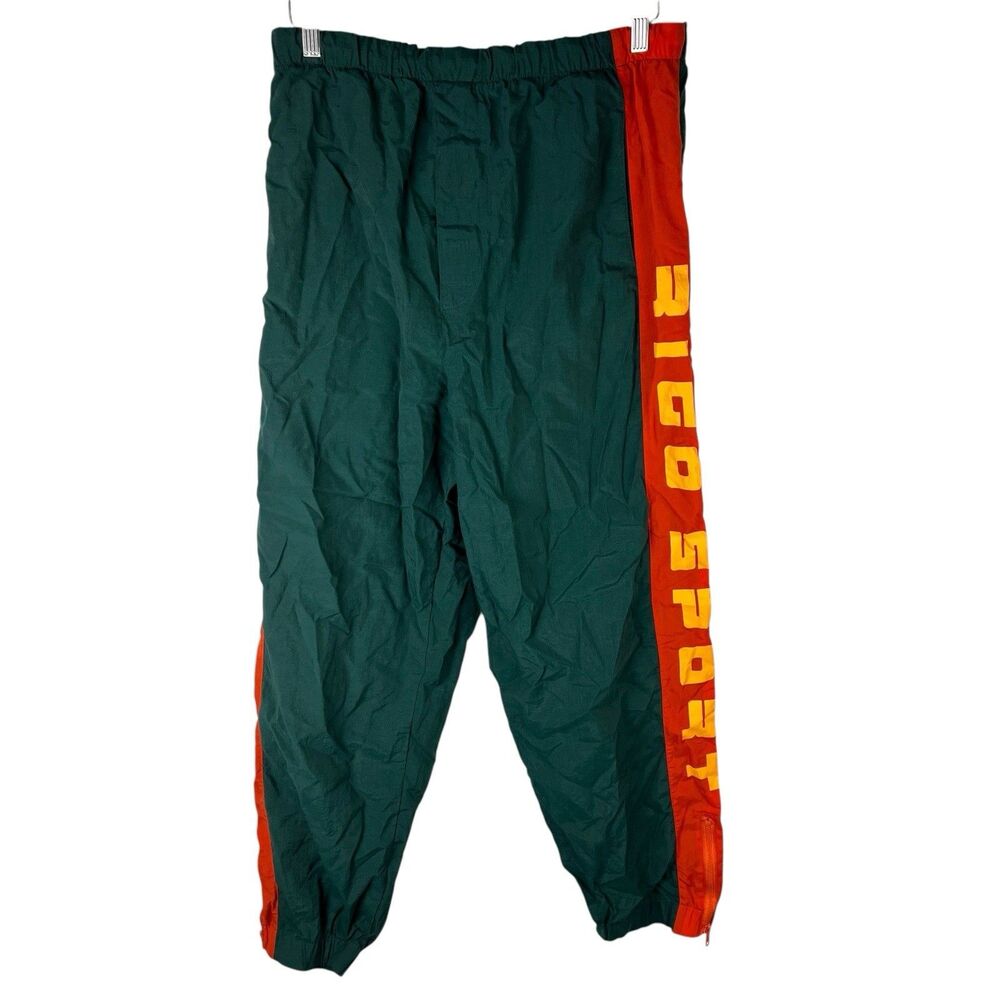 Vintage 90s Rigo Sport Mens L Windbreaker Track Pants Colorblock Loose Green